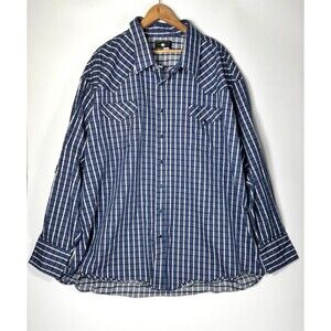 Flying R Ranchwear Mens 4XL Blue White Plaid Pearl Snap Western Made in USA